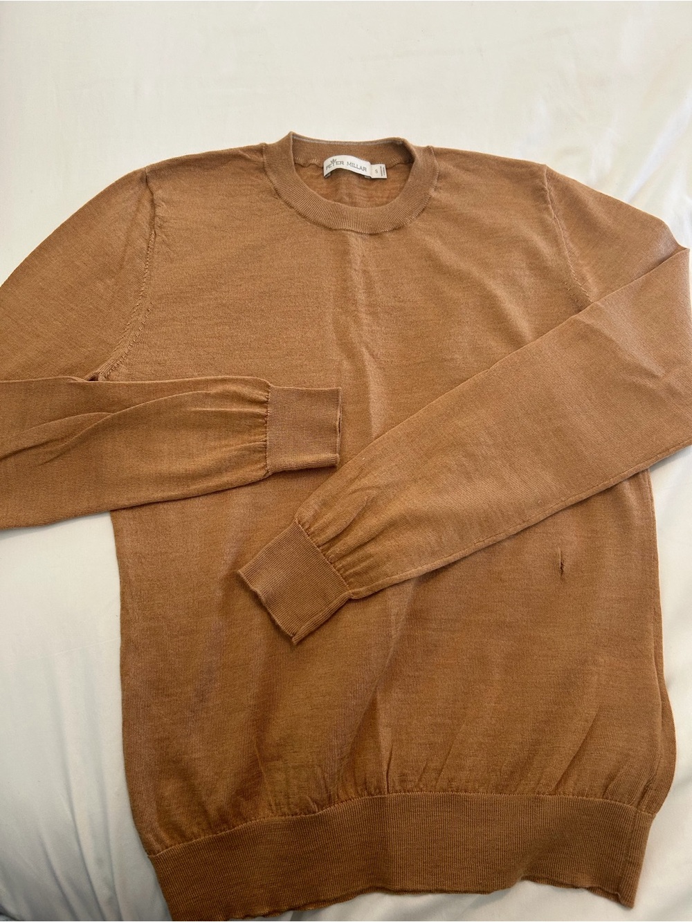 Peter Millar womens Crewneck Sweater in Camel Brown size small